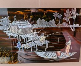 Tableau vietnamien en laque fabrication artisanal en direct