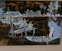 Tableau vietnamien en laque fabrication artisanal en direct