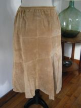 Jupe mi-longue Beth Terrell en daim 42 44 vintage 80