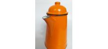 Cafetière émaillée oranges vintage 70" des années seventies