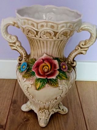 VASE ITALIEN BARBOTTINE PORCELAINE DE CAPODIMONTE