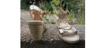 MINELLI ESPADRILLES NEUF T 36 PLATINE SANDALES 