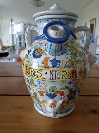 Pot à pharmacie en faïence italienne "RIBES NIGRUM" 20e siè