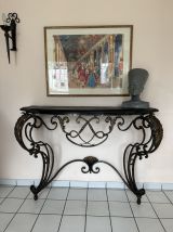 Console louis XV fer et ardoise