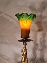 lampe art deco   personnage  drapé en regule doré  34x12 sig
