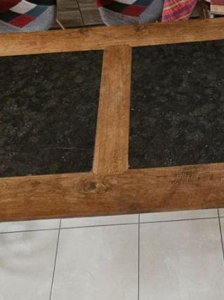 Table Vieux Teck Et Pierre bleue