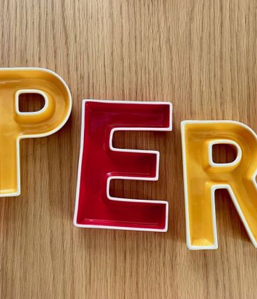 5 Coupes céramique lettres multicolores