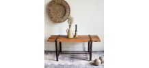 Table basse bois et métal vintage