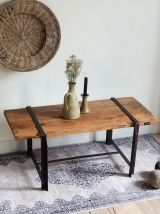Table basse bois et métal vintage