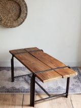 Table basse bois et métal vintage