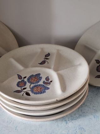 6 assiettes à fondue faïence de St Amand modèle Sologne