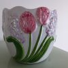 Cache pot céramique motif floral