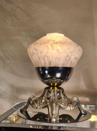lampe de table 1920  avec  abat jour clichy blanc 21x14  tre