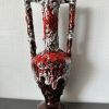 Vase Vallauris 31cm vintage brun/ rouge/ blanc