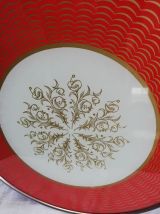 Plateau rond metal et verre vintage 