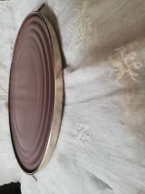 Plateau rond metal et verre vintage 