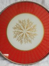 Plateau rond metal et verre vintage 