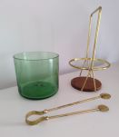 Seau à glace, verre soufflé et métal 