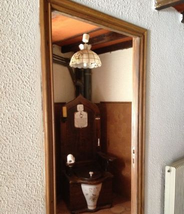 Ancien wc/trône en bois/marbre