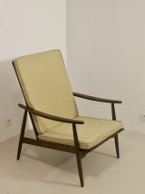 Fauteuil scandinave 1960 accoudoirs incurvés. Réf Césarisa. 
