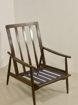 Fauteuil scandinave 1960 accoudoirs incurvés. Réf Césarisa. 
