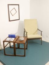 Fauteuil scandinave 1960 accoudoirs incurvés. Réf Césarisa. 