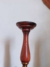 Ensemble de 2 Bougeoirs ancien en bois et laiton