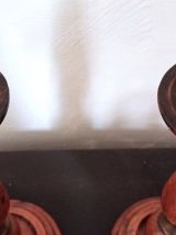Ensemble de 2 Bougeoirs ancien en bois et laiton