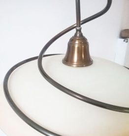 Suspension ronde en verre et laiton Made In France