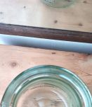 Grand Pot/bonbonnière en verre transparent avec des motifs