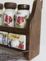 étagère à épices avec ses 4 pots et 4 boites en porcelaine m