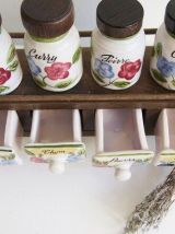 étagère à épices avec ses 4 pots et 4 boites en porcelaine m