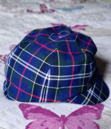 casquette escossaise enfant bébé années 70 vintage bleu