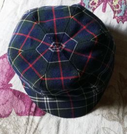 casquette escossaise enfant bébé années 70 vintage bleu