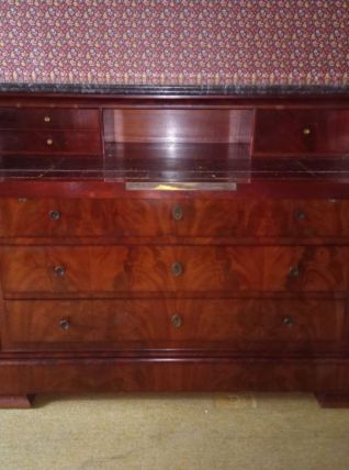 Commode écritoire noyer &amp; son marbre vintage