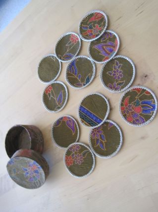 12  dessous de verres en rafia diametre 8 cm