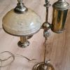 Lampe à huile type "Quinquet", en laiton et cuivre. electrif