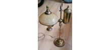 Lampe à huile type "Quinquet", en laiton et cuivre. electrif