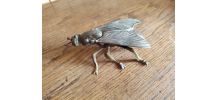 Cendrier mouche vintage en metal doré 
