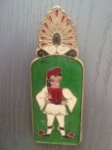 Pince à papiers en laiton émaillée, vintage