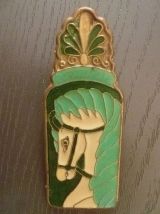 Pince à papiers en laiton émaillée, vintage