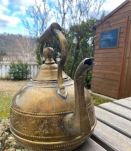 Ancienne Théière Artisanal Laiton - Perles au motif Oiseau I