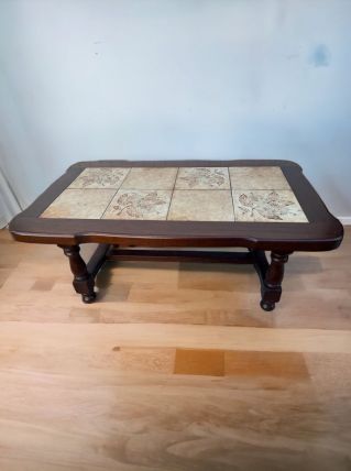 Table basse carrelée en bois massif