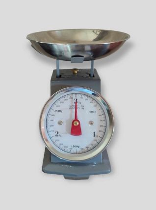 Balance mécanique de cuisine vintage en métal gris