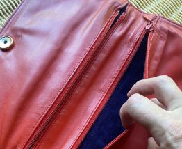 pochette cuir orange