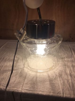 Suspension avec globe en verre effet craquelé