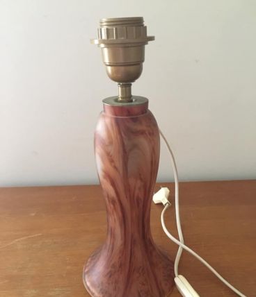 Pied de lampe style Art Déco en verre dépoli moucheté