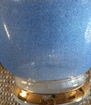 Carafe ancienne en verre granité bleu et liserés dorés