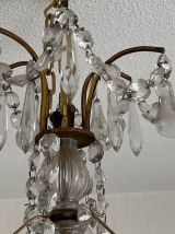 Lustre à pampilles Louis XVI d'époque en cristal, magnifique