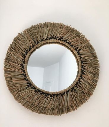  Miroir mural en raphia